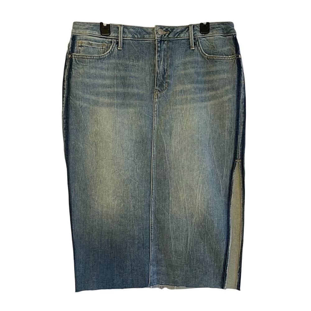 Sam Edelman Faded Blue Denim Midi Skirt with Side Slit